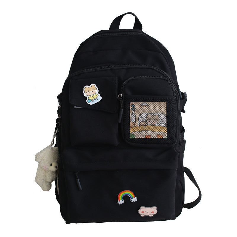 Small Canvas Net Neutral Student Schoolbag