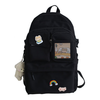 Small Canvas Net Neutral Student Schoolbag