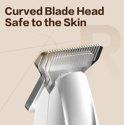 Shaver with curved blade head on a beige background
