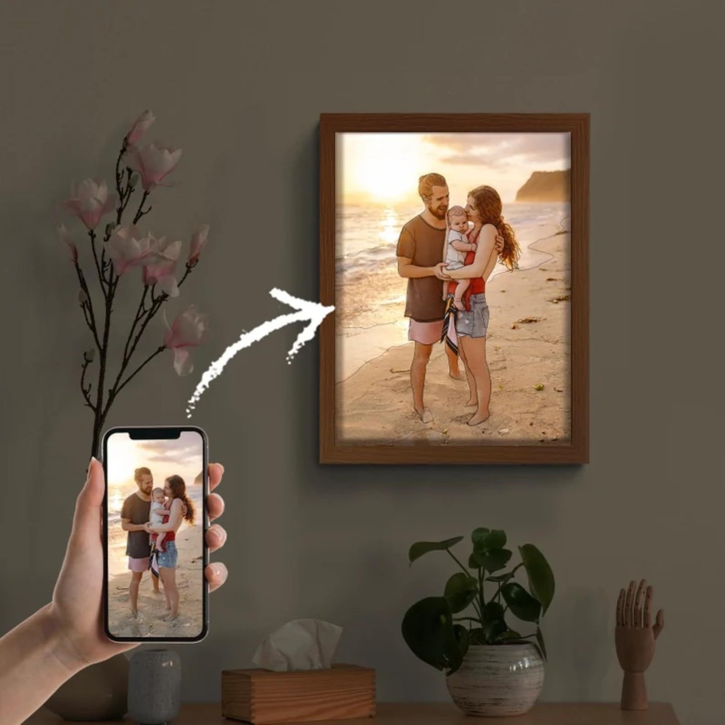 Personalized Custom Light Painting Photo Painting Led Glowing Frame Art Light Decoration