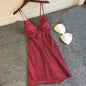 Women's Sexy Lingerie Elastic Satin Sling Home Pajamas With Chest Pad Multicolor