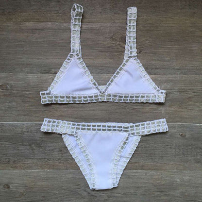Sexy Hand Crochet Colorful Bikini Set Ladies Knitted Swimwear