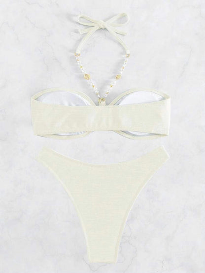 New Solid Color Halter Women's Beach Bikini