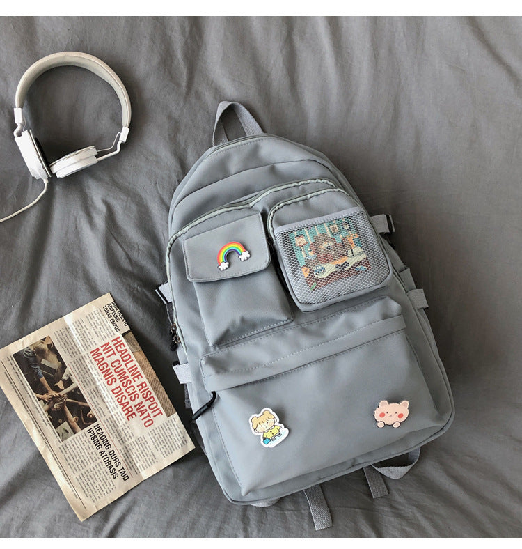 Small Canvas Net Neutral Student Schoolbag
