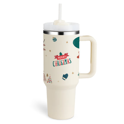 40 Oz Tumbler With Handle Straw Insulated, Stainless Steel Spill Proof Vacuum Coffee Cup Tumbler With Lid Tapered Mug Gifts Suitable For Car Gym Office Travel