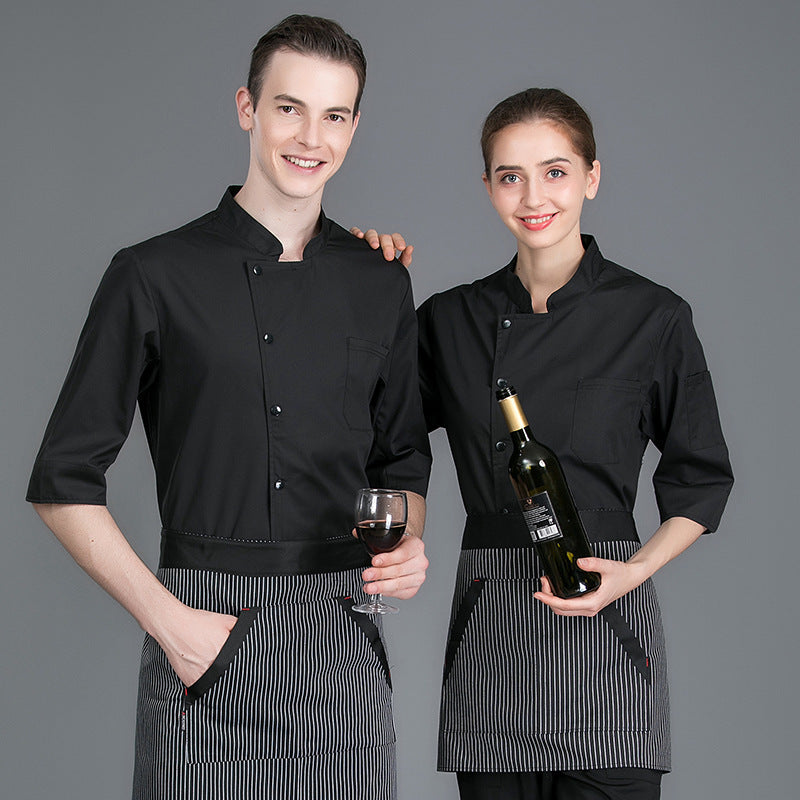 Breathable Hotel Kitchen Middle Sleeve Chef Suit