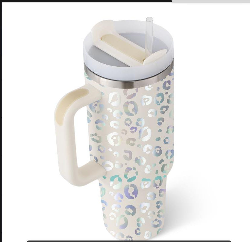 40 Oz Tumbler With Handle Straw Insulated, Stainless Steel Spill Proof Vacuum Coffee Cup Tumbler With Lid Tapered Mug Gifts Suitable For Car Gym Office Travel