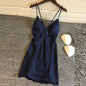 Women's Sexy Lingerie Elastic Satin Sling Home Pajamas With Chest Pad Multicolor