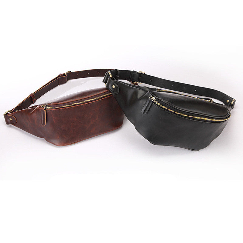 Retro Men's Waist Bag Crazy Horse Crossbody Bag