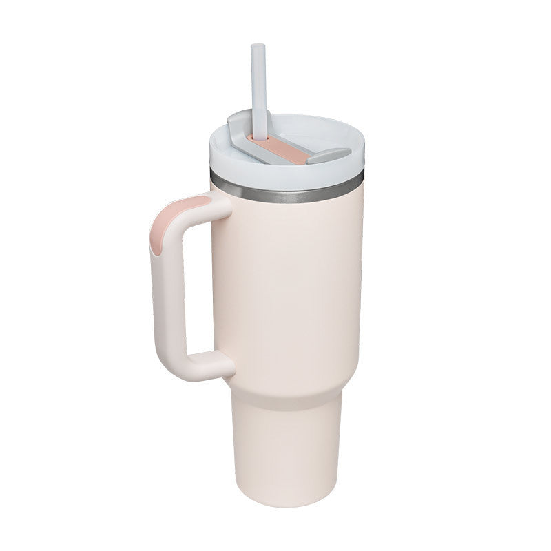 40 Oz Tumbler With Handle Straw Insulated, Stainless Steel Spill Proof Vacuum Coffee Cup Tumbler With Lid Tapered Mug Gifts Suitable For Car Gym Office Travel