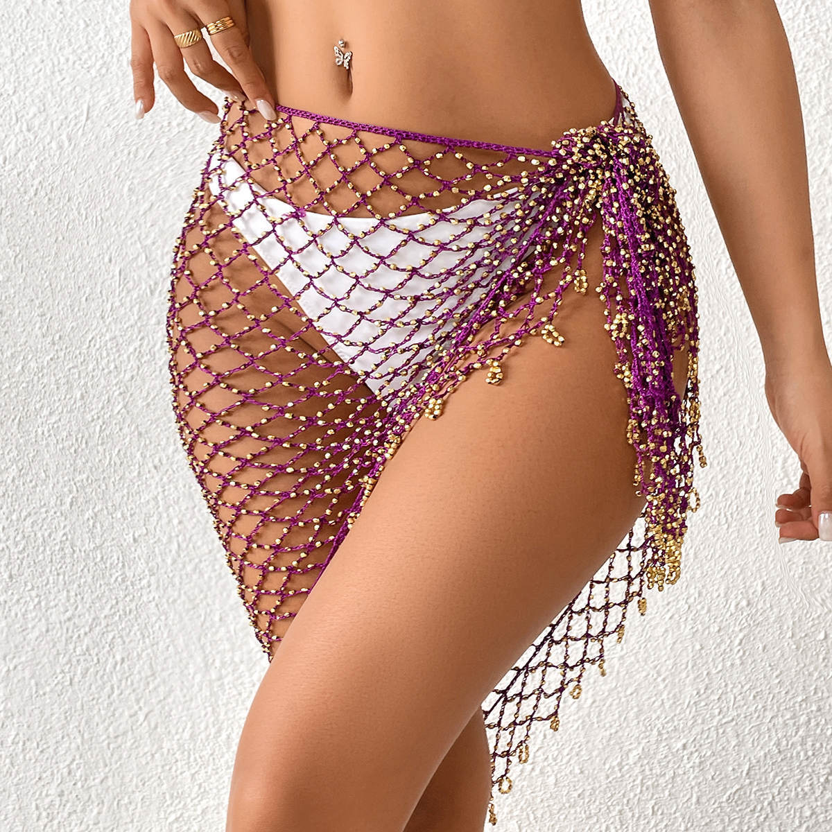 Hand Crocheting Bead Shawl Bikini Triangular Binder