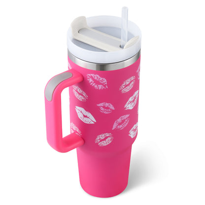 40 Oz Tumbler With Handle Straw Insulated, Stainless Steel Spill Proof Vacuum Coffee Cup Tumbler With Lid Tapered Mug Gifts Suitable For Car Gym Office Travel