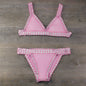 Sexy Hand Crochet Colorful Bikini Set Ladies Knitted Swimwear