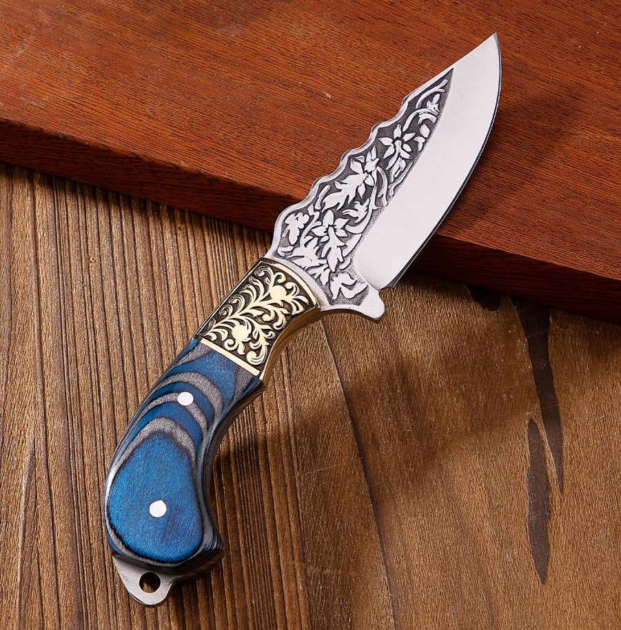 Blue Carved Fruit Knife Hunting Knife