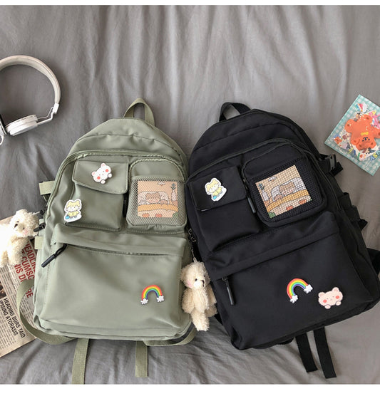 Small Canvas Net Neutral Student Schoolbag
