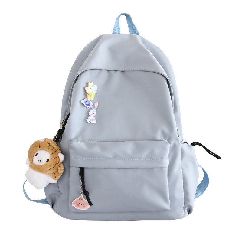 Women's Solid Color College Student's Large Capacity Schoolbag