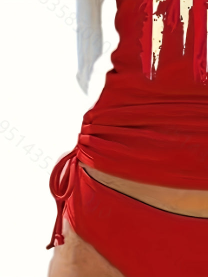 Women's Two-piece Casual Swimsuit Red