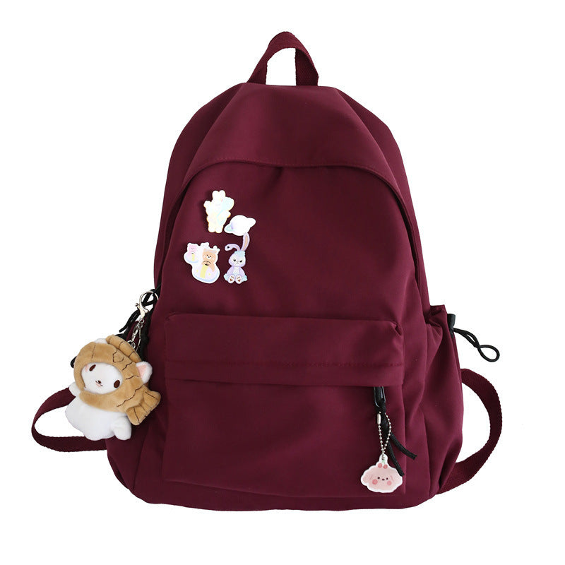Women's Solid Color College Student's Large Capacity Schoolbag