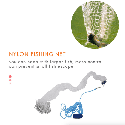 Fishing Cast Net Bait Easy Throw Hand Cast Strong Nylon Mesh