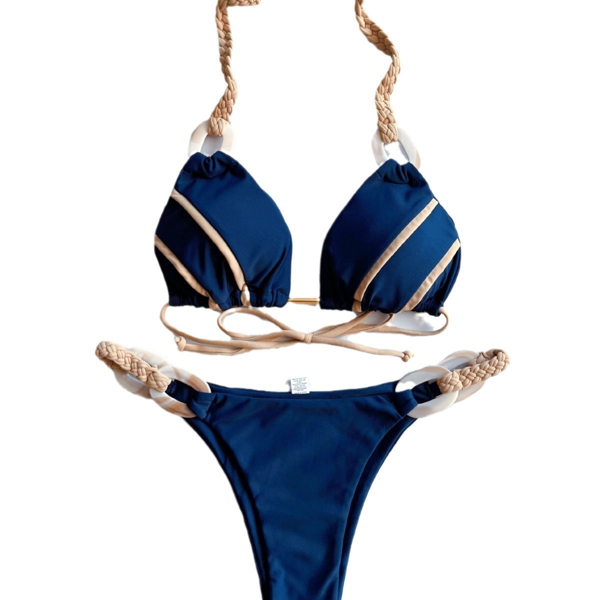 New Solid Color Lace-up Bikini Swimsuit