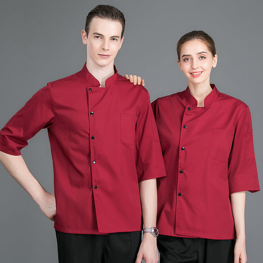 Breathable Hotel Kitchen Middle Sleeve Chef Suit
