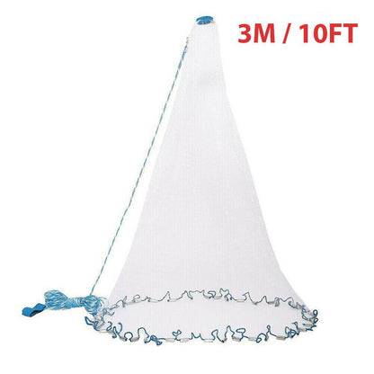 Fishing Cast Net Bait Easy Throw Hand Cast Strong Nylon Mesh
