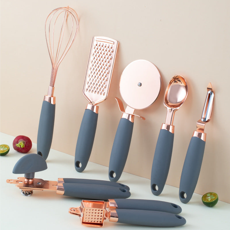 Kitchen Household Peeler Gadget Copper Plating 7 Piece Set
