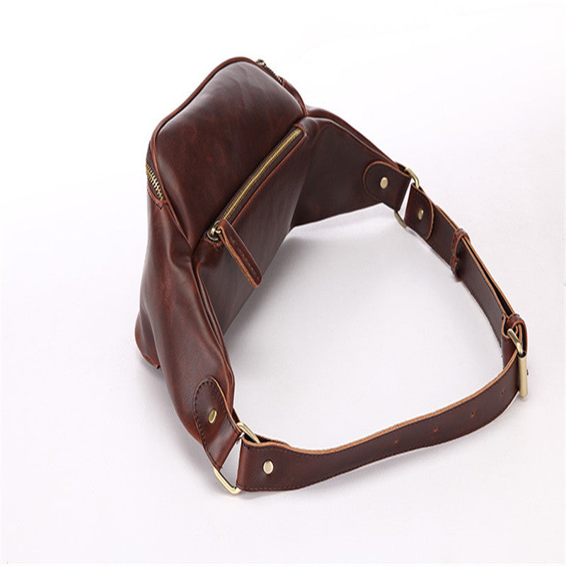 Retro Men's Waist Bag Crazy Horse Crossbody Bag