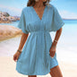 Ice Silk Cloth Lace Stitching Beach Dress Bikini Swimsuit Cover