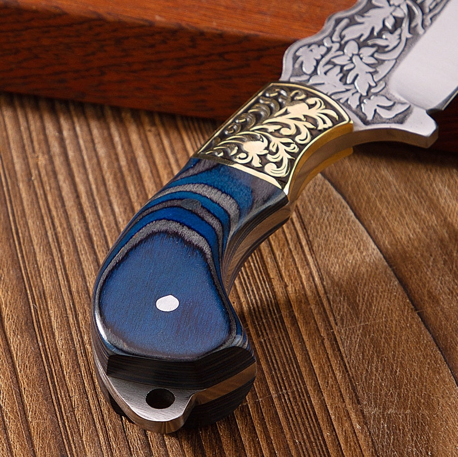 Blue Carved Fruit Knife Hunting Knife