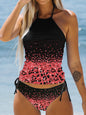 Women's Gradient Tether High Waist Backless Split Bikini