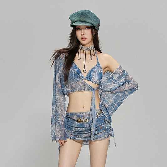 Split Bikini Four-piece Suit Slimming Hot Spring Vacation