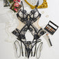 Bra Set Mesh See-through Thin Lace Seduction Underwear Underwear Three-piece Set
