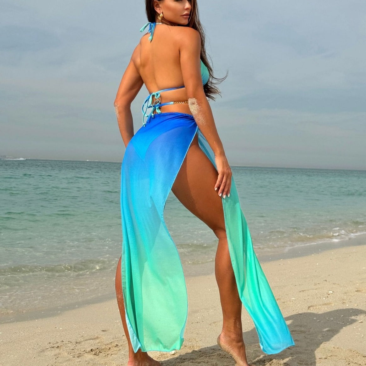 Women's Drawstring Banded Bikini Three-piece Swimsuit