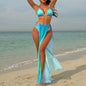 Women's Drawstring Banded Bikini Three-piece Swimsuit