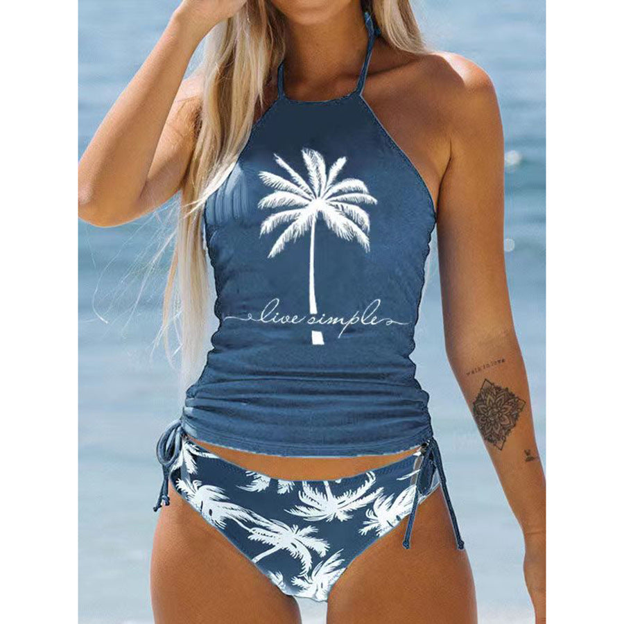 Women's Gradient Tether High Waist Backless Split Bikini