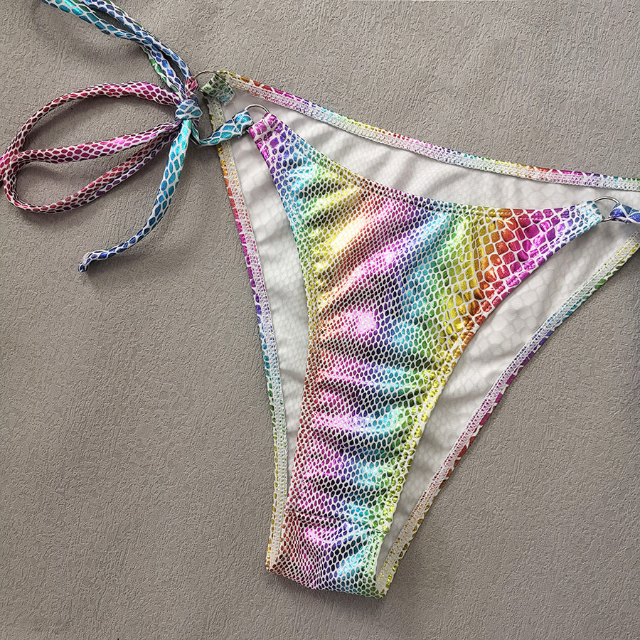 Snakeskin Print Pattern Leather Cloth Bikini Swimsuit