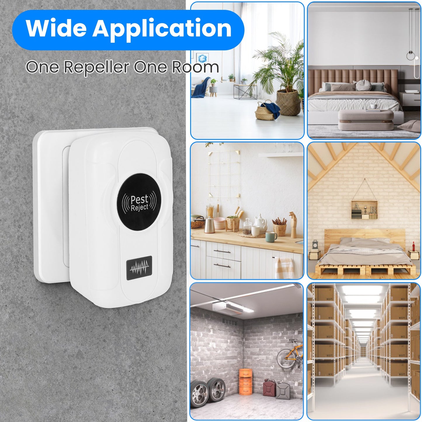 6 Pack 32-120KHz Ultrasonic Insect Repellent Indoor Plug In Bug Repellent Mosquito Roaches Mice Control With 3 Modes For Bedroom Garage Warehouse Office