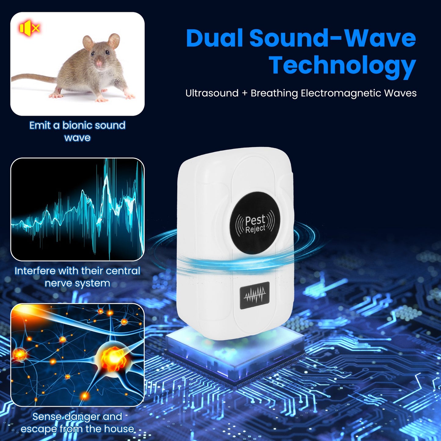 6 Pack 32-120KHz Ultrasonic Insect Repellent Indoor Plug In Bug Repellent Mosquito Roaches Mice Control With 3 Modes For Bedroom Garage Warehouse Office