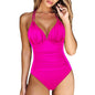 Solid Color Halter Thin Bikini One-piece Swimsuit