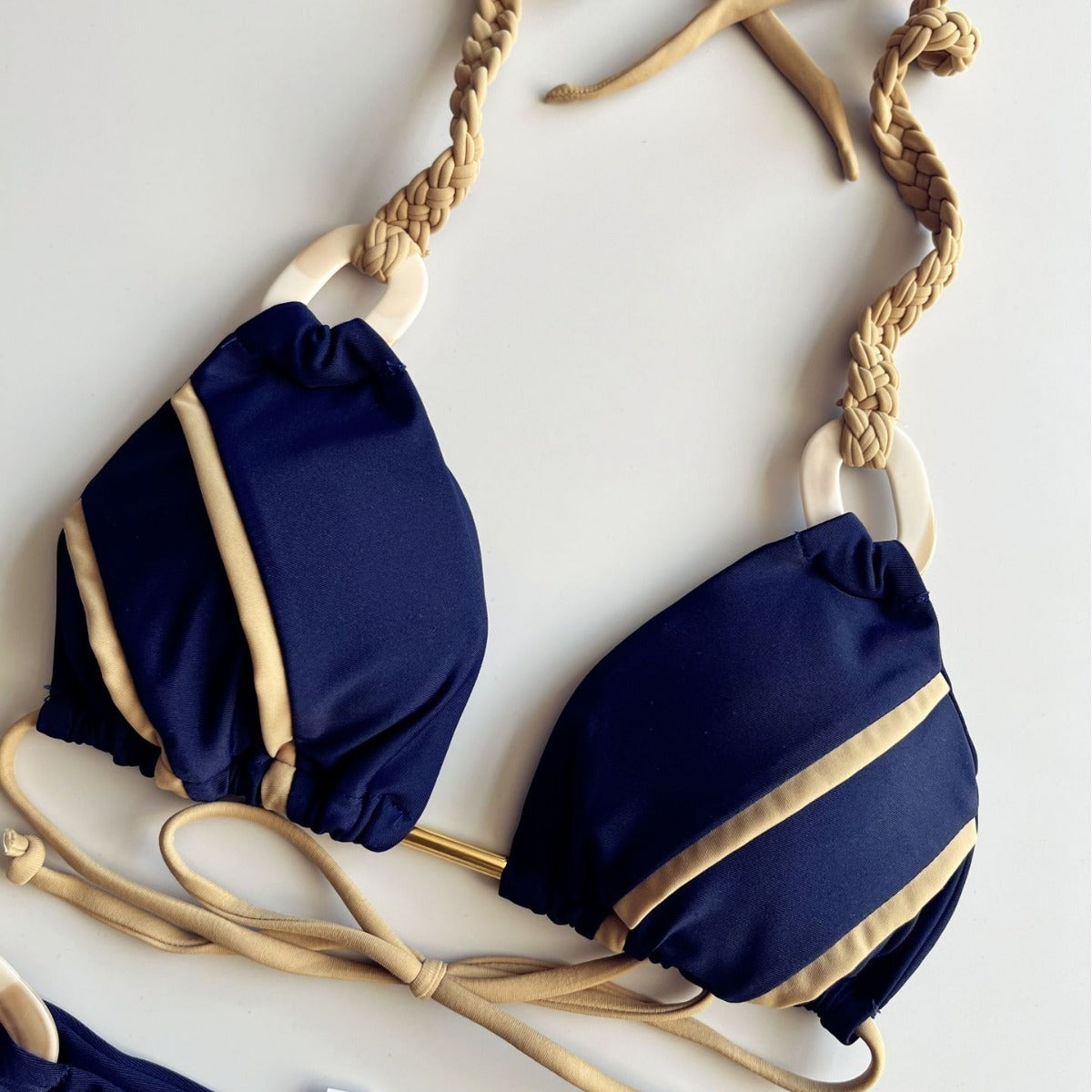 New Solid Color Lace-up Bikini Swimsuit