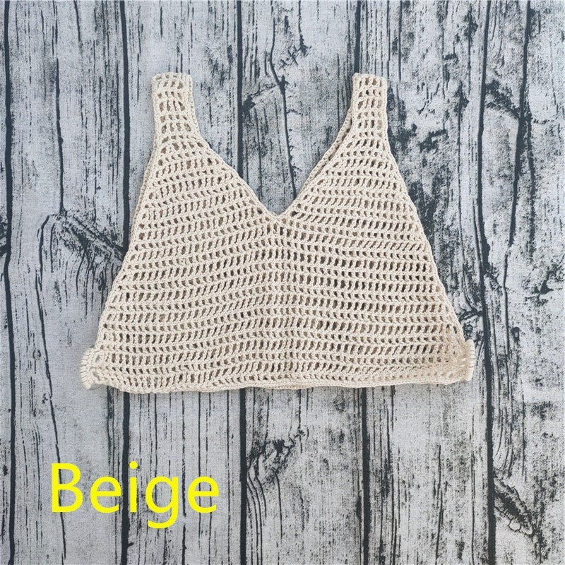 Handmade Crochet Beach Bikini Sweatshirt Swimsuit Cover Pants Set