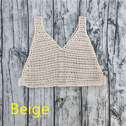 Handmade Crochet Beach Bikini Sweatshirt Swimsuit Cover Pants Set