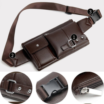 Men's Belt Bag Classic Solid Color Waist Bag Outdoor Leisure Travel Fanny Pack Purse