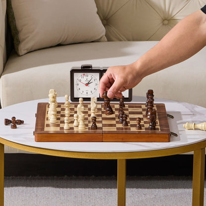 VEVOR Magnetic Wooden Chess Set, 15 Inch 2-IN-1 Chess Checkers Game Set, Folding Chess Board Games For Adults Kids, 2 Queens Portable Travel Gift Chess Set For Tournament Professional Beginner