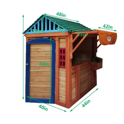 Eco-friendly Outdoor Wooden 4 In 1 Game House For Kids Garden Playhouse With Different Games On Every Surface,Solid Wood