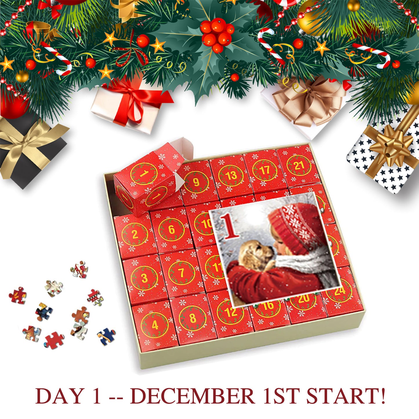 Creative 24 Grid Countdown Christmas Advent Calendar Puzzle