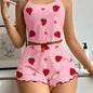 Summer Suspender Elastic Shorts Pajamas Women's Suit