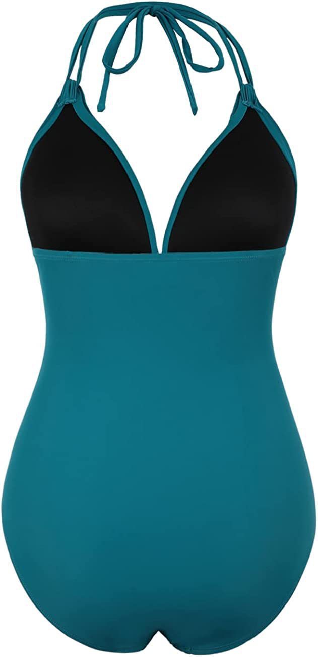 Solid Color Halter Thin Bikini One-piece Swimsuit