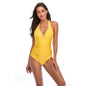 Women's Lace-up Halterneck Conservative One-piece Swimsuit